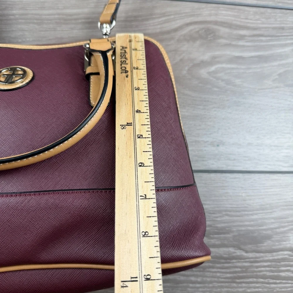 Giani Bernini Womens Satchel Saffiano Leather Wine Burgundy OS
